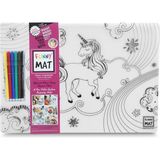 Akademi Çocuk Funny Mat - Unicorn ve Deniz Kızı (25x35 cm + 6'lı Boya Kalemi)