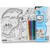 Akademi Çocuk Funny Mat - Uzay ve Dinazorlar (25x35 cm + 6'lı Boya Kalemi)