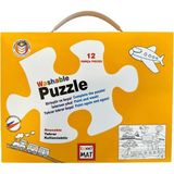 Akademi Çocuk Funny Mat - Washable Puzzle: Taşıtlar- Birleştir Boya! (12 Parça Puzzle + 6 Adet Kalem Hediye)