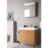 Akademik Mimarlık Akademik Banyo Sharp 80 cm Lavabolu Mdf Banyo Dolabı Seti - Bambu Renk