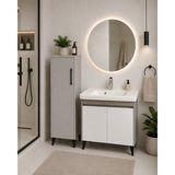 Akademik Mimarlık Cerastyle Noura 80*38 cm Etajerli Lavabo ( Banyo Dolabı + Boy Dolap Dahil ) - Beyaz - Antrasit