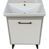 Akademik Mimarlık Turkuaz Seramik Cerastyle Elite Etajerli Lavabo 60*45 cm ( Banyo Dolabı Dahil ) - Beyaz - Gri