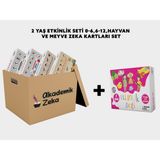 Akademik Zeka 2 Yaş Etkinlik Seti, 0-6 Ay, 6-12 Ay, Hayvanlar, Meyveler Zeka Kartları