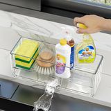 Akalin Mutfak Lavabo için Sünger Tutucu, Plastik Lavabo Caddy, Otomatik Boşaltma Tepsisi ile Bulaşık Sünger Tutucu, Mutfak Depolama Rafı-Sabun, Bulaşık Bezi, Fırça, Scrubber (Şeffaf)