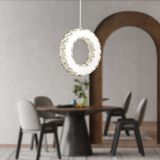 Akanay Tekli Krom Ledli 3 Renkli Sarkit Kristalli Tasli Modern Tasarim Led Kristal Top Salon Avize
