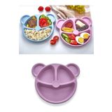 akansumakine Pembe Ayıcık Şekilli Mama Ve Yemek Tabağı Silikonlu Plastik