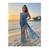 Akasha Design Turkuaz Bohem Makrome Elbise - Special Edition