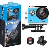 Akaso Action Cam EK7000 4K30FPS Aksiyon Kamerası 170° Geniş Açılı Hd Sualtı Kamerası 20MP Wifi Su Geçirmez Spor Kamerası 2 Pilli 2 Inç LCD Ekran (Mavi) - Siyah
