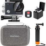Akaso Aksiyon Kamerası 4K30FPS, Yüzer Saplı ve Çantalı Sualtı Kamerası Wifi 40M Eıs Sarsıntı Önleyici Aksiyon Kamerası 4x Yakınlaştırma, Dokunmatik Ekran, Uzaktan Kumanda, Spor Kamerası Su Geçirmez Mu - Siyah