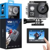 Akaso Aksiyon Kamerası 4K60FPS 40M Sualtı Kamerası 20MP Dokunmatik Ekranlı Wifi Aksiyon Kamerası 8x Zoom Ses Kontrollü Eıs Uzaktan Kumanda Aksesuar Seti Spor Kamerası (V50 Elite) - Siyah