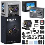 Akaso Brave 4 4K/30FPS 20MP Wi-Fi Dual Screen Aksiyon Kamera ve Aksesuar Seti, Su Geçirmez Kılıf, Ap
