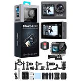 AKASO Brave 4 Pro 4K/30FPS 20MP Wi-Fi Aksiyon Kamera ve Aksesuar Seti, Su Geçirmez Kılıf, App Kontrollü