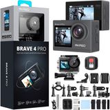 Akaso Brave 4 Pro 4K/30FPS 20MP Wi-Fi Aksiyon Kamera ve Aksesuar Seti, Su Geçirmez Kılıf, Uzaktan Kumanda