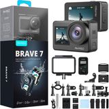 Akaso Brave 7 Aksiyon Kamera 4K/30FPS 20MP Dual Screen Wi-Fi Özellikli Su Geçirmez Set - Renkli