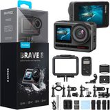 Akaso Brave 8 4K/60FPS 48MP Wi-Fi Dual Screen Aksiyon Kamera ve Aksesuar Seti - Renkli