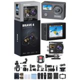 AKASO Brave4 4K/30fps 20mp WiFi Dual Screen Aksiyon Kamera ve Aksesuar Seti Su Geçirmez Kılıf App Kontrolü