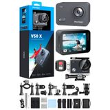 Akaso V50X 4K/30FPS 20MP Wi-Fi Aksiyon Kamera ve Aksesuar Seti, Su Geçirmez Kılıf, App Kontrollü