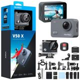 Akaso V50X 4K/30FPS 20MP Wi-Fi Aksiyon Kamera ve Aksesuar Seti, Su Geçirmez Kılıf, App Kontrollü