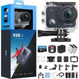 Akaso V50X Aksiyon Kamerası 4K30FPS, 64GB U3 Hafıza Kartlı Sualtı Kamerası Wifi 40M Eıs Sarsıntı Önleyici Aksiyon Kamerası 4x Yakınlaştırma, Dokunmatik Ekran, Uzaktan Kumanda, Spor Kamerası Su Geçirme - Siyah