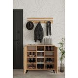 Akasya 2 Kapaklı Ayakkabılık, Vestiyer, Portmanto, Askılık, 90 Cm, Atlantik Çam - Beyaz