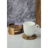 Akasya 4lü Bardak Altlığı - Stantlı Çay Tabağı Takımı - 5 Parça, 11 cm - Ahşap