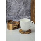 Akasya 4lü Bardak Altlığı - Stantlı Çay Tabağı Takımı - 5 Parça, 11 CM