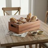 Akasya Ağacı Ekmeklik & Çok Amaçlı Organizer Kutu – 25X14x8 Cm El Yapımı Doğal Ahşap Servis Tepsisi | Mutfak, Banyo, Ofis Ve Ev Düzenleyici Kutu | Kulplu Dekoratif Ahşap Kutu