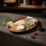 Akasya Ağacı Oval Sunum Tabağı (28X18 Cm) | Yükseltilmiş Kenarlı Doğal Ahşap Servis Tepsisi - Çok Renkli