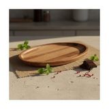 Akasya Ağacı Oval Sunum Tabağı (28X18 Cm) | Yükseltilmiş Kenarlı Doğal Ahşap Servis Tepsisi | Kahve, Peynir ve Atıştırmalık Sunumları Için