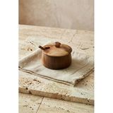 Akasya Ahşap Kaşıklı Baharatlık Ve Tuzluk 9.5X7 Cm - Kapaklı Ahşap Şekerlik Ve Çerezlik