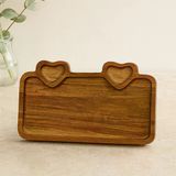 Akasya Ahşap Servis Tepsisi 25X14 Cm (Kulplu, Kalp Bölmeli)