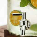 Akasya Ahşap Standlı Musluklu Cam Sebil - Soğuk İçecek Dispenseri Ve Limonata Sürahisi - Parti Ve Sunum İçin Şerbetlik - 3 Ve 5 Litre Seçene