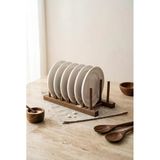 Akasya Ahşap Tabaklık Ve Tencere Kapağı Standı 28X12.5 Cm - 6 Bölmeli Dolap İçi Mutfak Organizeri