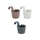 Akasya Balkon Saksı – 3'lü Renkli Set, 1.5 Litre | Kahve, Beyaz ve | Kolay Askılı, Hafif ve Dayanıklı Saksı