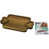 Akasya Dikdörtgen 3 Bölmeli=2in1 Kalp Kulp - Bölme + 1 Ahşap Bambu Servis Sunum Tepsi - Tahtası 25 x 14 x 1.4cm (5250) - Çok Renkli