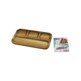 AKASYA DİKDÖRTGEN 4 BÖLMELİ=3+1 AHŞAP SERVİS SUNUM TEPSİ - TAHTASI 25 X 14 X 1.4CM (4604)