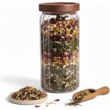 Akasya Kapaklı Çizgili Cam Kavanoz (1000Ml /1 Litre) | Hava Geçirmez, Modern Fitilli Tasarım Gıda Saklama Kabı | Kahve, Çay, Kuruyemiş Ve Bakl