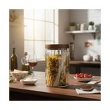 Akasya Kapaklı Çizgili Cam Kavanoz (750 Ml) | Hava Geçirmez, Modern Fitilli Tasarım Gıda Saklama Kabı | Bakliyat, Kahve, Çay ve Kuruyemiş Kavanozu (9X15 Cm) - standart