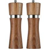 Akasya Komple Ahşap Gövdeli Tuz Karabiber Değirmeni Baharat Öğütücüsü 16 cm - 2 Adet - 392 - Çok Renkli