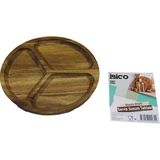 Akasya Yuvarlak 3 Bölmeli Ahşap Servis Sunum Tepsi - Tahtası 20 x 1.4cm (4490)
