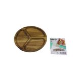 AKASYA YUVARLAK 3 BÖLMELİ AHŞAP SERVİS SUNUM TEPSİ - TAHTASI 20 X 1.4CM (5250)
