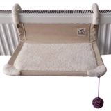 Akat Cosy Comfort Kısa Kaloriferler için Kedi Kalorifer Yatağı (Krem, Keten, Medium, Katlanabilir, Folding, Stainless Steel Body)