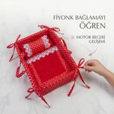 Akat Cosy Eğitici Oyuncak Bebek Yatak Seti - Fiyonk Bağlamalı Montessori Uyku Seti, 25x35 cm, Yastık ve Yorgan Dahil, Yumuşak ve Taşınabilir Kumaş Bebek Yatağı