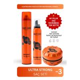 Akat Gardi Komple Saç Şekillendirme Paketi Ultra Strong No:3(Turuncu) Saç Spreyi/Saç Köpüğü/Saç Şekillendirici Wax