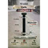 akatsuki M12*120 Paslanmaz Çelik Civata + Somun + Rondela Seti (M12X120Mm) – 10 Adet