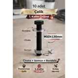 Akatsuki Paslanmaz Çelik Civata + Somun + Rondela Seti (M10x130mm) _ 10 Adet