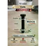 akatsuki Paslanmaz Çelik Civata + Somun + Rondela Seti (M10X25Mm) – 10 Adet