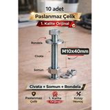 Akatsuki Paslanmaz Çelik Civata + Somun + Rondela Seti (M10x40mm) _ 10 Adet