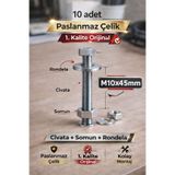 akatsuki Paslanmaz Çelik civata + Somun + Rondela Seti (M10x45mm) – 10 Adet
