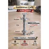 akatsuki Paslanmaz Çelik civata + Somun + Rondela Seti (M8x100mm) – 10 Adet